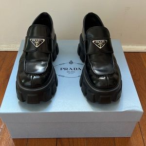 Prada Brushed leather Monolith loafers